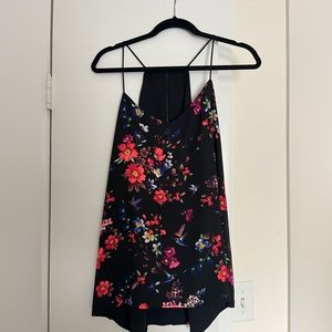 Black and floral strappy tank top - reversible!